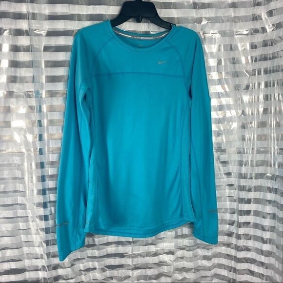Nike Dry Fit Blue Long Sleeve Shirt - Picture 1 of 9